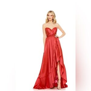 Mac Duggal Strapless Red Gown